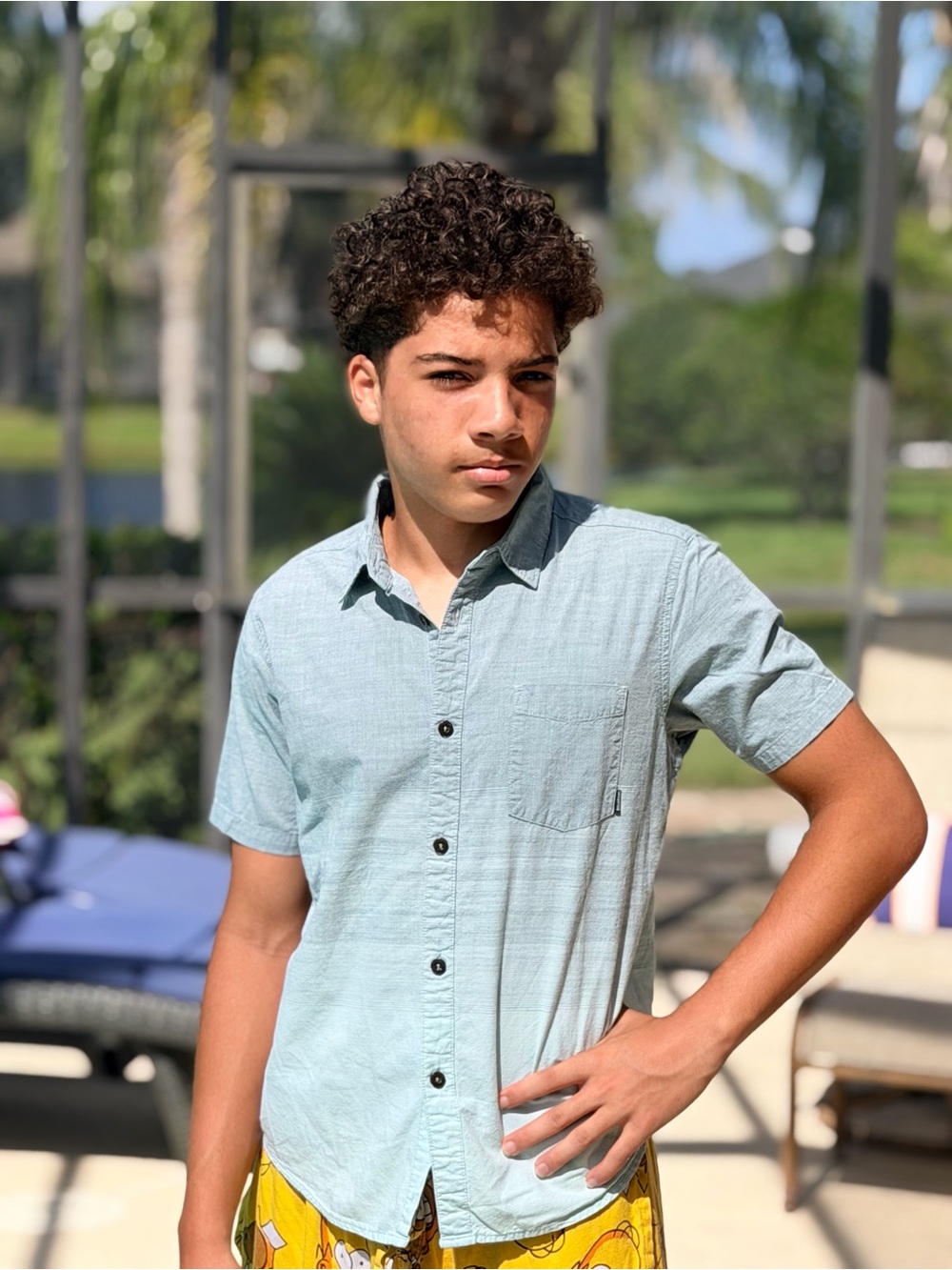 Billabong Light Aqua Short-Sleeve Button-Down Shirt